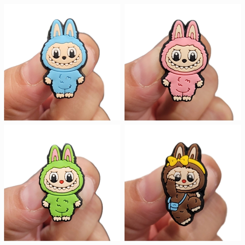 Labubu Croc Charms - Blue, Pink, Green, Brown